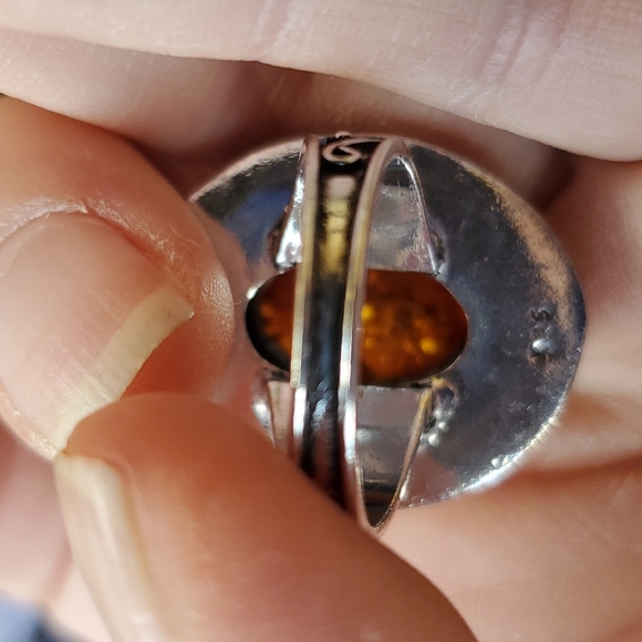 New Baltic Amber Antique Design 925 Silver Statement Ring. - Picture 14 of 16